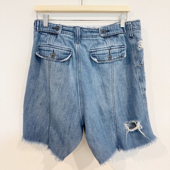 We The Free Denim She's A Legend Button Fly Distressed Baggy Harem Jean Shorts 8 - Picture 9 of 10
